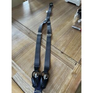 New Roundtree Yorke Suspenders Braces Black Leather Buttons Groomsmen Wedding